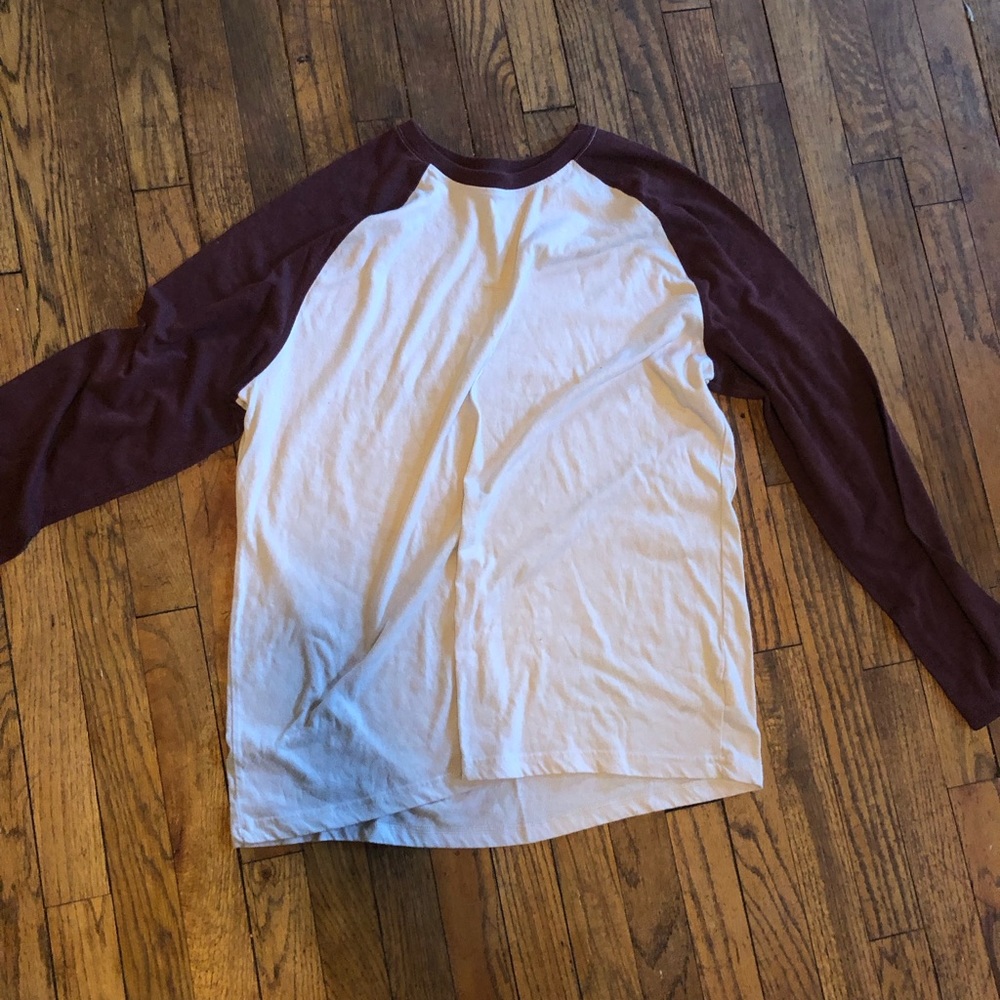 Long sleeve white and brown shirt